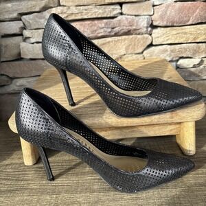 Katy Perry The Sissy Women's Pointed Toe High  Heel Pump Black Perforated 7.5